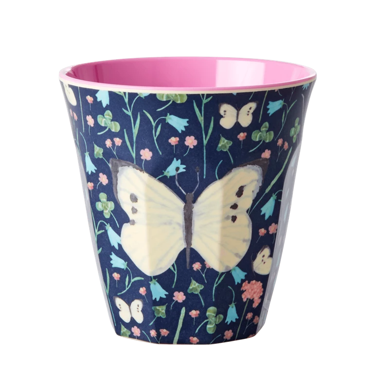 Butterfly Print in Blue Melamine Cup By Rice DK